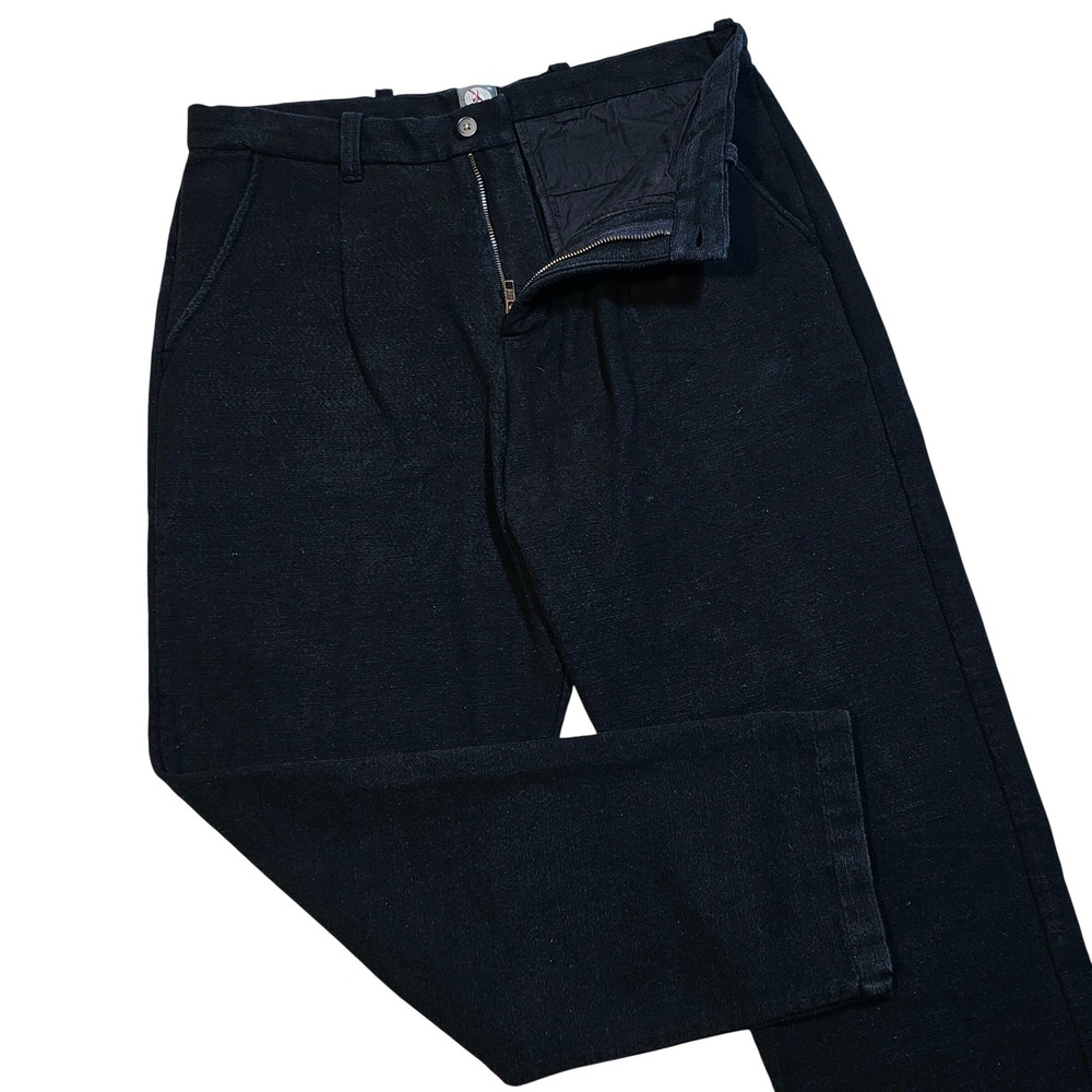 18 East Trousers Mens XL 34x28 Black Pleated Pants Workwear Streetwear Indie